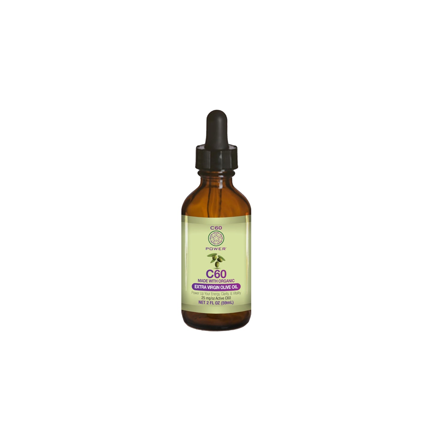 C60 Power - Evoo 2-Oz.- Organic Extra Virgin Olive Oil, 2 Fl Oz, 99.99% Pure Carbon Fullerenes, Lift Oxidative Burden, Optimize 