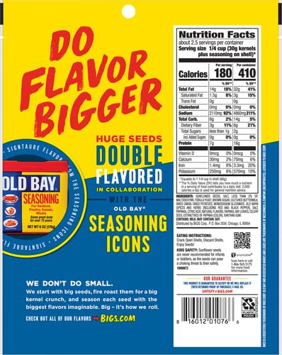 Bigs Old Bay Catch Of The Day Seasoned Sunflower Seeds, 5.35 Ounce -- 12 Per Case