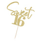 Bejotaa Gold Sweet 16 Cake Topper - Premium Glitter Paper Decoration