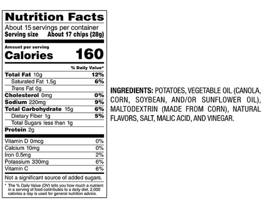 Lay'S Salt & Vinegar Flavored Potato Chips, (40 Count)