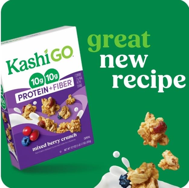 Generic Kashi Go.Cold Breakfast Cereal - Vegan Protein - Fiber Cereal - Toasted Berry Crisp - 14 Oz Box (2 Boxes)