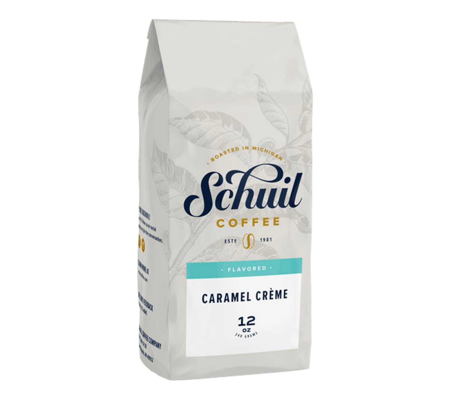 SCHUIL Caramel Creme Whole Bean Coffee, Fair Trade, Light Roast, 12 Ounce Bag
