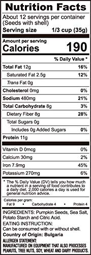 ROASTED PUMPKIN SEEDS to Eat in Shell by enhanced Orchards MIXED NUTS - Salted with Sea Salt - Non-GMO Vegan Fresh Healthy Snacks/ - Great source of Plant Protein  Zinc  Magnesium & Iron (Value Pack - 3 Bags)
