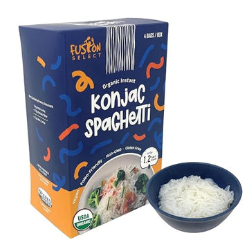 Fusion Select 4 Packs Organic Konjac Noodles - Shirataki Spaghetti Plant-Based Substitute - Vegan Pasta For Vegetarian, Keto, Paleo Recipes - Zero Gluten, Low Carb & Low Calorie Shirataki Noodles