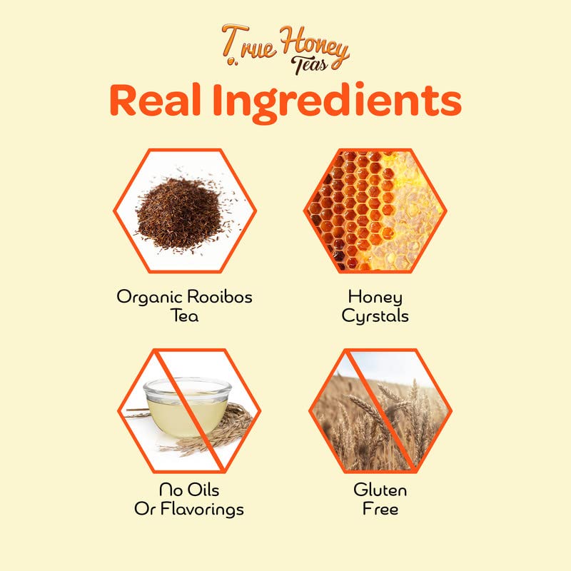 True Honey Teas Rooibos Tea Bags - Decaf Herbal Tea - 24 Count Sachets - All Natural, Caffeine Free