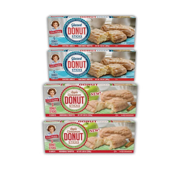 Liittle Debbie Donut Sticks Variety Pack, Glazed and Apple Cinnamon, 6 Count, 4 Boxes