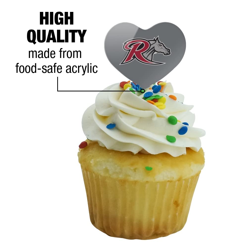 GRAPHICS & MORE Cupcake Picks Set of 6, Acrylic, Rider University Color, Heart Design, One Size