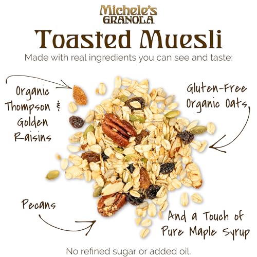 Micheles Granola - Toasted Muesli - Handmade Non-GMO Whole Grain Oats - Free of Gluten, Soy, Wheat, Dairy, Added Oils & Refined