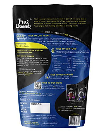True Elements Chia Seeds 150G - Non-Gmo And Fibre Rich Seeds | Omega-3 Rich Seeds For Eating | Healthy Snacks| Best For Weight M