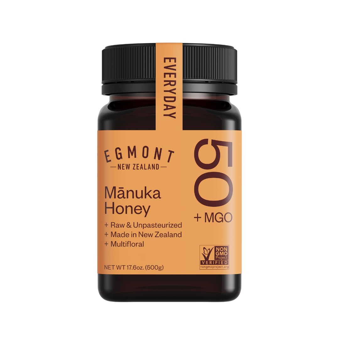 Egmont Honey Raw Manuka Honey MGO 50+ 17.6oz (500g) NON-GMO, Kosher, Recycled plastic jar, Traceable 100% Pure Authentic New Zea