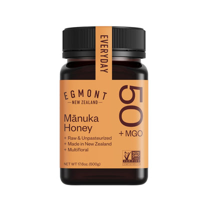 Egmont Honey Raw Manuka Honey MGO 50+ 17.6oz (500g) NON-GMO, Kosher, Recycled plastic jar, Traceable 100% Pure Authentic New Zea