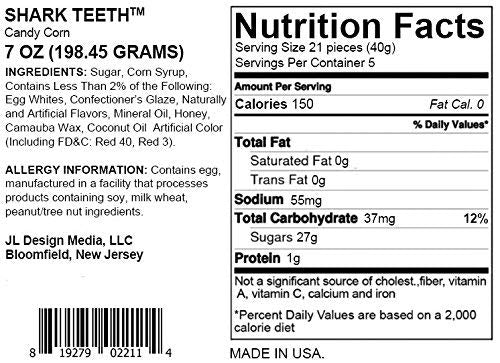 Shark Teeth Strawberry Flavored Candy Corn Fun Unique Halloween Candy Gag Gift For Birthday Girls, Boys, Kids & Teens (7 Ounces)