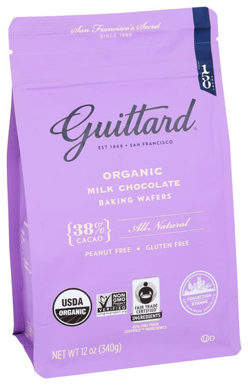 Guittard, Baking Wafer Milk Chocolate 38% Organic, 12 Ounce