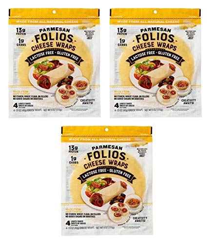 Folios Cheese Wraps, Parmesan Flavor, Gluten Free, 6 Ounce (Pack of 3)