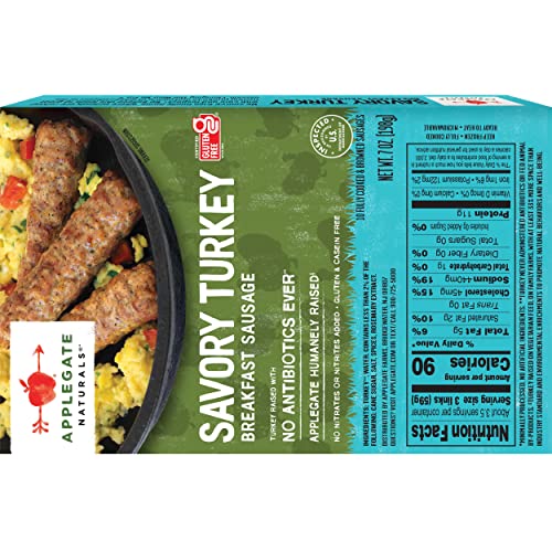 Applegate, Natural Savory Turkey Breakfast Sausage, 7 oz (Frozen)