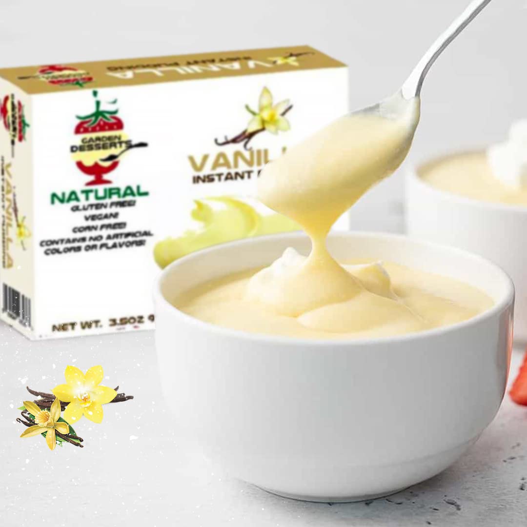Instant Vanilla Pudding Mix - All Natural Vanilla Pudding Mix By Garden Desserts | Quick Vegan Dessert, Gluten Free, Kosher 4 Oz