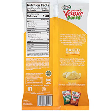 Sensible Portions Garden Veggie White Cheddar Flavored Baked Corn Puffs, 3 oz (Pack of 6)