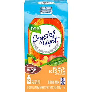 Crystal Light On The Go Peach Tea, 10-Count Boxes, 0.7 Ounce Each, Pack of 4