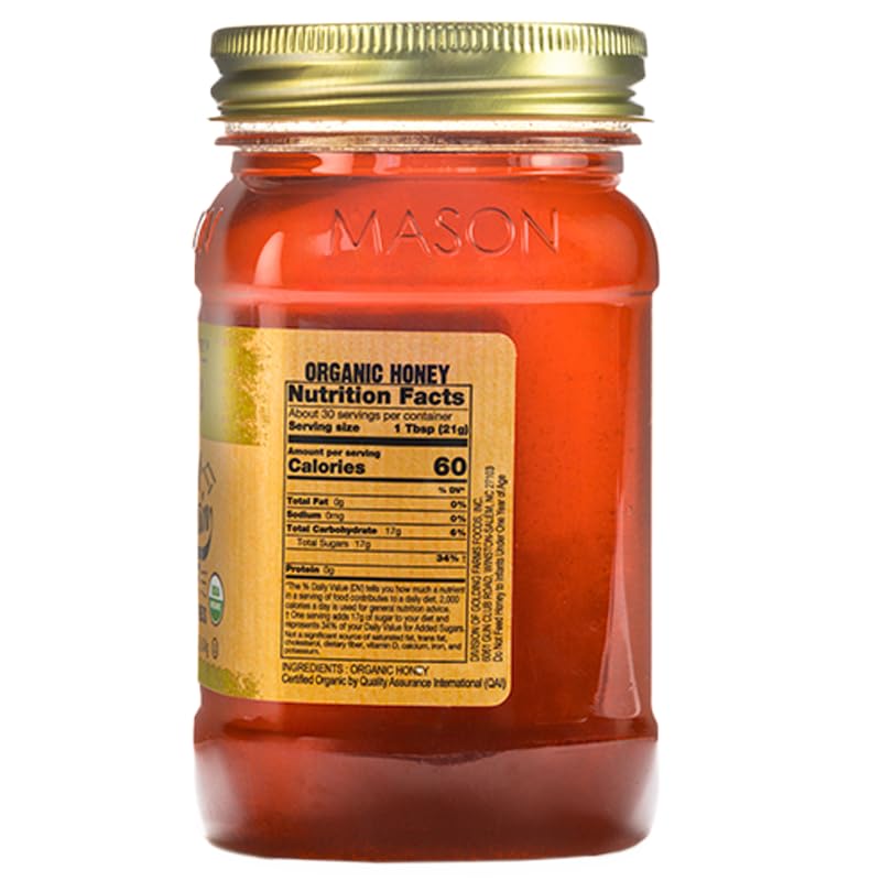 Mountain Ridge Honey, Naturally Healthy 100% Pure Raw Organic Honey, 22 Ounces
