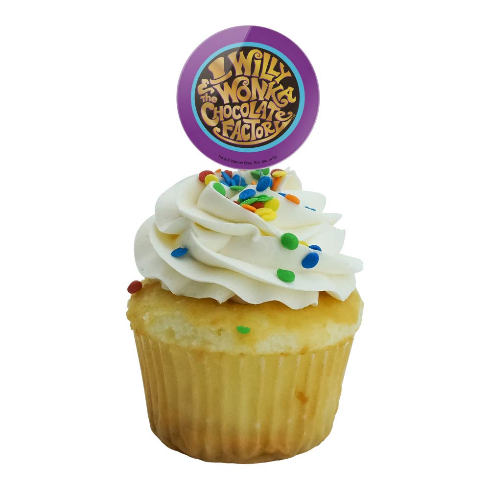 GRAPHICS & MORE Cupcake Picks Set of 6 - Willy Wonka Logo - Acrylic - Round - Model CUPCAKE.ROUND.WBGAM092.Z004892_8