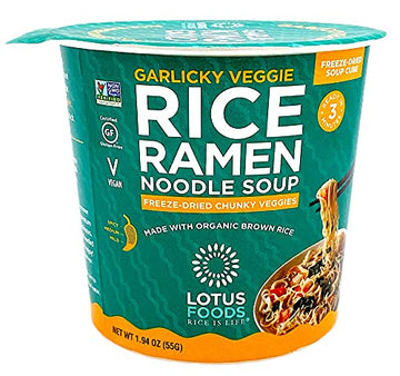 LOTUS FOODS garlicky Veggie Rice Ramen Soup cup 1.94 OZ