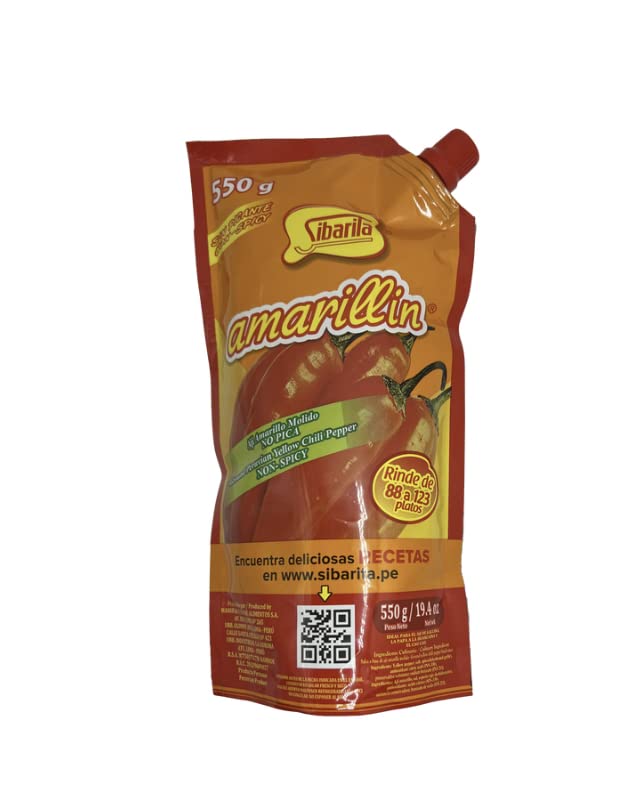 Sibarita Aji Amarillo Pepper Sauce - Peruvian Yellow Chili Paste Peppers - Non Spicy - 550 Grams - 19.4 Oz