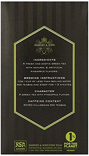 Harney & Sons, Tea, Tropical Green, Prem, Pack Of 6, Size - 20 Bag, Quantity - 1 Case