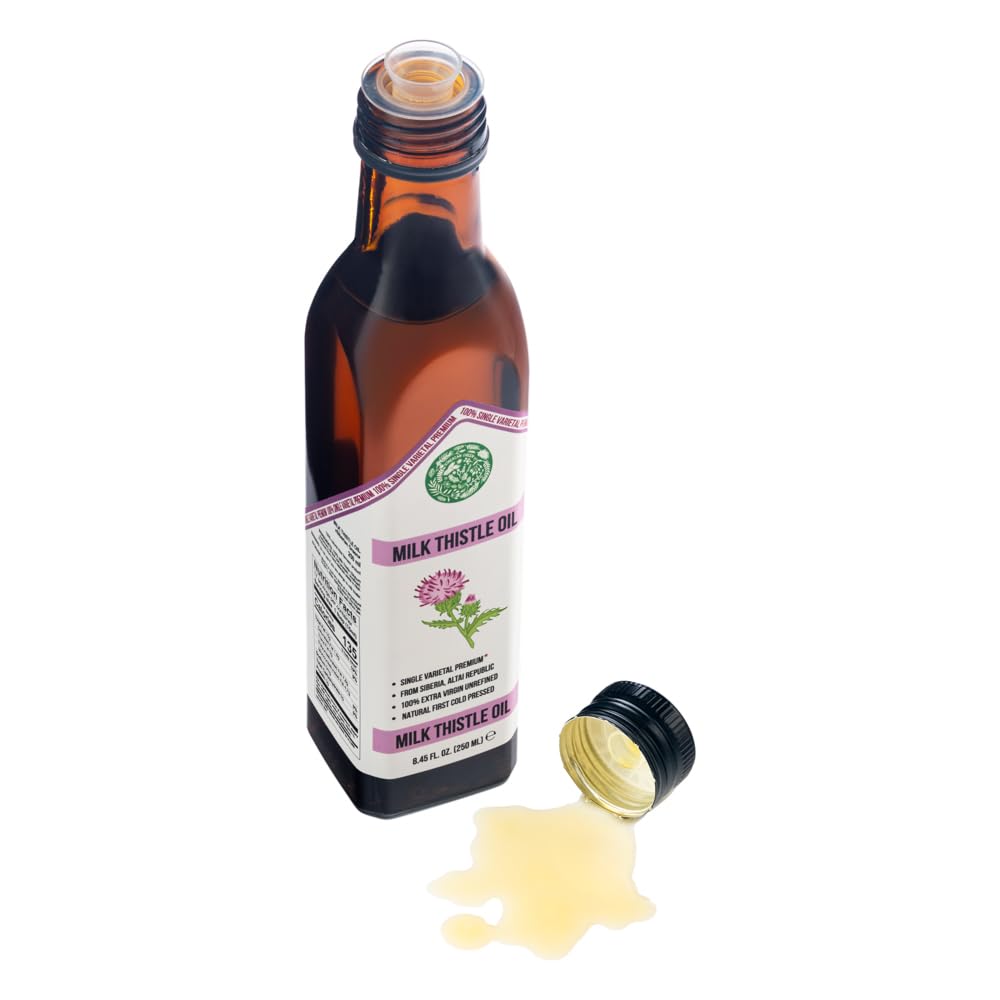 Siberian Green Milk Thistle Oil – 250Ml Single Varietal Seed Oil – Extra Virgin Unrefined Cold Pressed Food-Grade Formula From Siberia Altai Golden Mountains