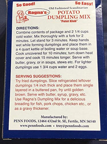 Ragna's Old Fashioned Scandinavian Potato Dumpling Mix Potet Klub - 16 oz, 3 Pack by Norsland Lefse - Authentic Taste, Easy to Prepare