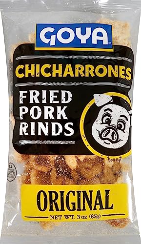 Goya Foods Chicharrones, Fried Pork Rinds, 3 Ounce (Pack of 12)
