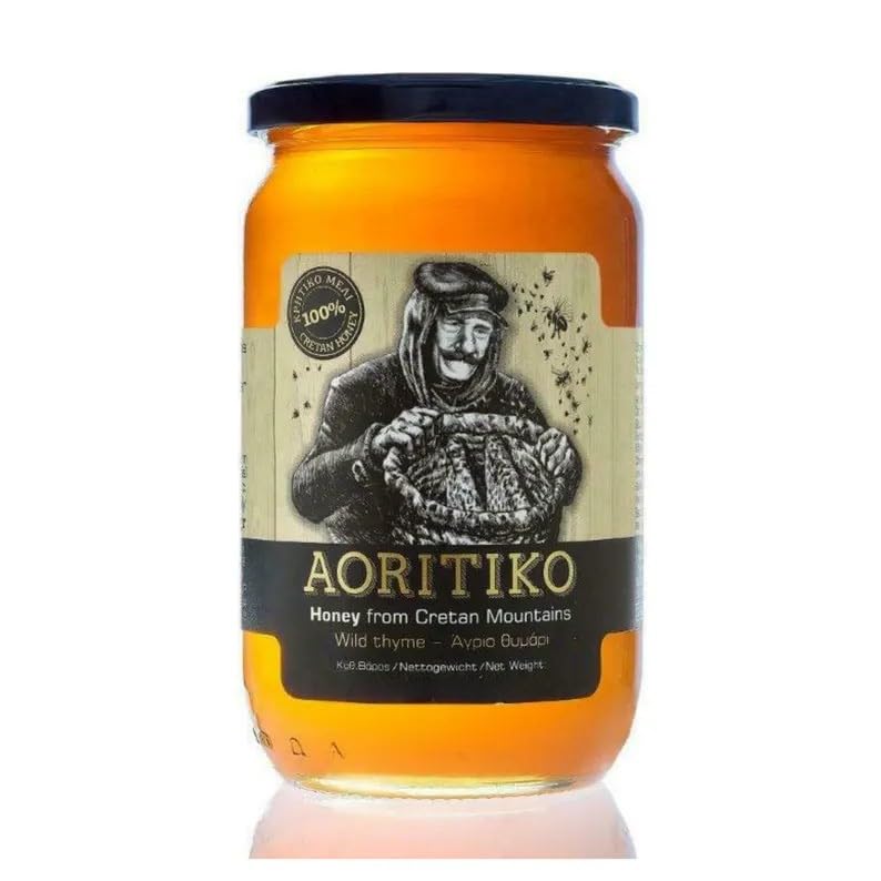 Aoritiko Pure Cretan Mountain Honey | Greek Honey | 100% Natural, Wildflower & Herb-Infused, Rich Aromatic Flavor, Harvested fro