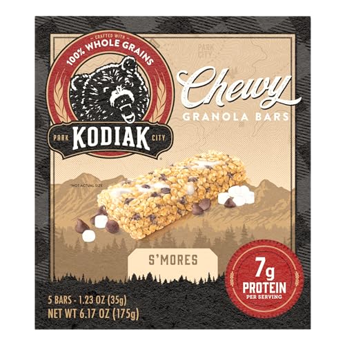 Kodiak Cakes Chewy Granola Snack Bars, S mores, High Protein, 100% Whole Grains, 12 boxes with 5 bars each (60 bars total)