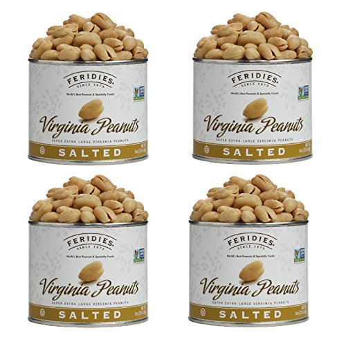 FERIDIES Virginia Salted Extra Large Peanuts, 9 Ounce (Pack of 4), Cooked in Pure Peanut Oil