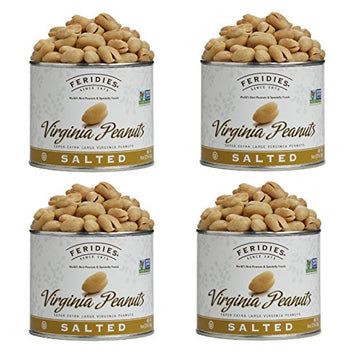 FERIDIES Virginia Salted Extra Large Peanuts, 9 Ounce (Pack of 4), Cooked in Pure Peanut Oil