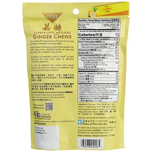 Prince Of Peace Candy Chew Lemon Ginger (Pack Of 12)