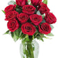 KaBloom Flowers - Mother's Day Collection - 12 Red Roses with vase, Gift for Birthday, Sympathy, Anniversary, Get Well, Thank Yo