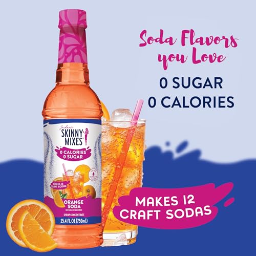 Jordans Skinny Mixes Sugar Free Syrup  Orange Soda Flavor  Fruit Flavored Water Enhancer  Drink Mix for Iced Tea  Lemonade  Drinks  Low Calorie Water Flavoring  Dairy & Gluten Free Kosher  25.4 Fl Oz