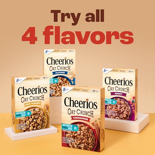 Cheerios Oat Crunch Oats & Honey Oat Breakfast Cereal, Family Size, 24 oz