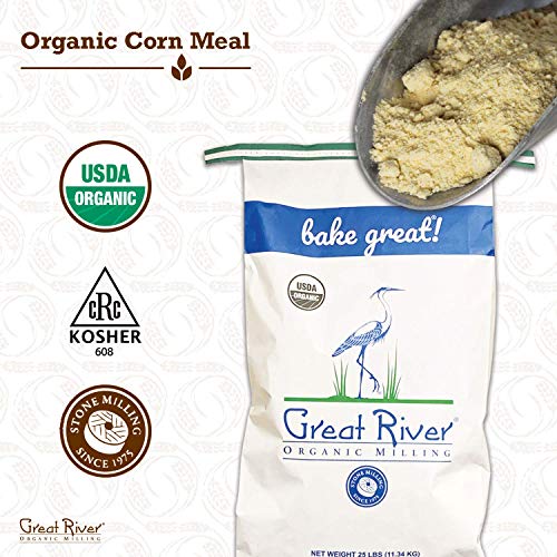 Great River Organic Milling, Specialty Flour, Corn Meal, Stone Ground, Organic, Non-GMO, 25-Pounds (Pack of 1)