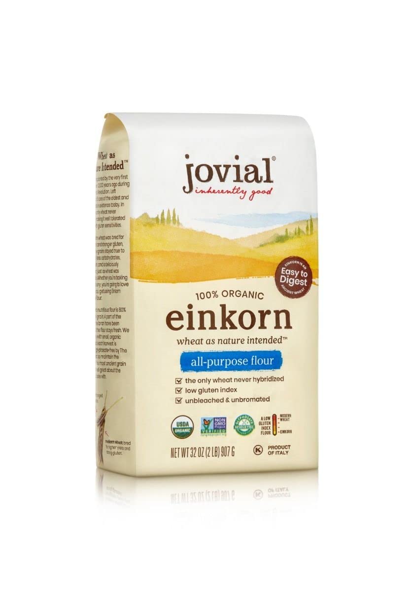 Jovial Organic Einkorn All Purpose Flour - High Protein, Non-GMO, 32 Oz, Bread Baking Flour, Model BG14654