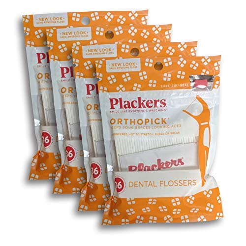 Plackers Orthopick Flosser For Braces, Pack Of 4 (36 Flossers Each)