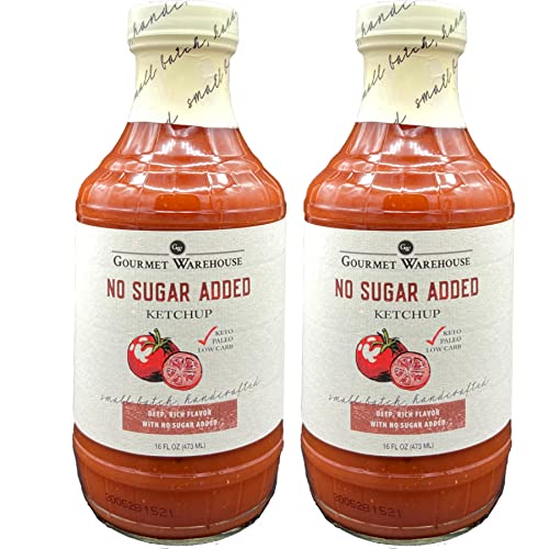 Gourmet Warehouse No Sugar Added Ketchup, Handcrafted In Small Batches Gluten-Free, HFCS-Free, Keto Friendly Delicious Sauce 16 