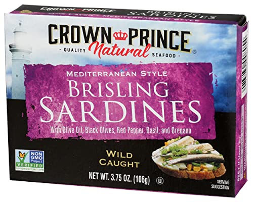 Crown Prince Brisling Sardines, Mediterranean Style, 3.75 Ounce, Pack of 1