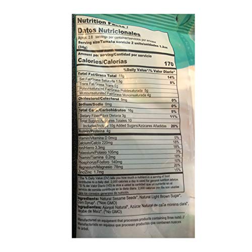 Dulzura Borincana Kit: Vegan Sesame Seed Bites Snack Bars (3 Pack) 3 Oz Each Bag - Non Gmo Gluten Free