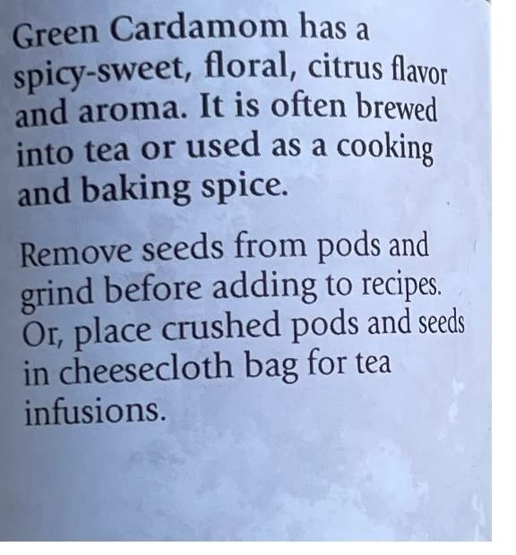 Green Cardamom Kosher With Spicy- Sweet Floral Citrus Flavor And Aroma For Tea Cooking And Baking (5.1 Oz)