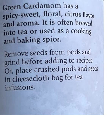 Green Cardamom Kosher With Spicy- Sweet Floral Citrus Flavor And Aroma For Tea Cooking And Baking (5.1 Oz)