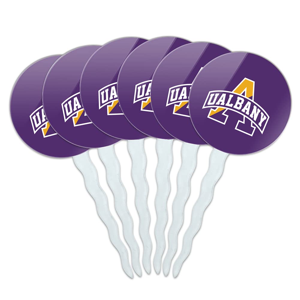 University at Albany Primary Logo Cupcake Picks Toppers Decoration Set of 6