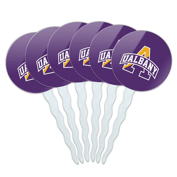 University at Albany Primary Logo Cupcake Picks Toppers Decoration Set of 6