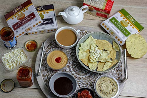 Pride Of India - Assorted Papadum Lentil Crisps - Plain, Salty & Spicy - Pack of 6 (2 Boxes per Flavor) - 6 * 3.53oz (100gm) per