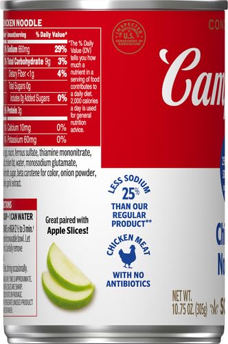 Campbells Condensed 25% Less Sodium Chicken Noodle Soup, 10.75 Ounce Can (Pack of 4)